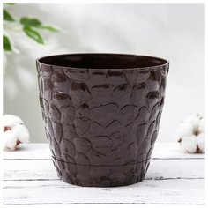 Кашпо с поддоном «Камешки», 1,6 л, цвет шоколадный РОССПЛАСТ