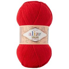 Пряжа ALIZE Cotton Gold Pratica 100гр, 220м (55%хлопок, 45%акрил) (56 красный), 5 мотков