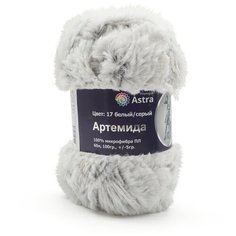 Пряжа Astra Premium Артемида 100гр. 60м (100% микрофибра ПЛ) (17 белый/серый), 3 шт