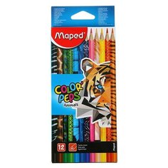 Карандаши трёхгранные 12 цветов, Maped Color Peps Animals