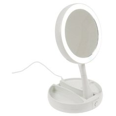 Зеркало LuazON KZ-09, подсветка, настольное, 30 × 16 × 16 см, увеличение х 10, USB, белое