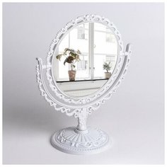 Зеркало настольное, двустороннее, с увеличением, d зеркальной поверхности 14,7 см, цвет белый Queen Fair