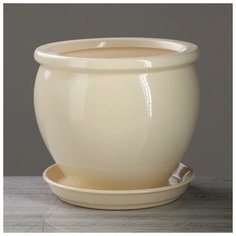 Горшок для цветов "Вьетнам", глянец, бежевый, керамика, 5 л Oriana