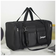 Сумка спортивная, отдел на молнии, 2 наружных кармана, длинный ремень, цвет чёрный Amen.