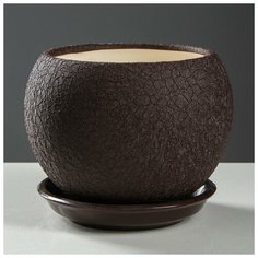 Горшок для цветов "Шар", шёлк, шоколадный цвет, керамика, 1.4 л Oriana