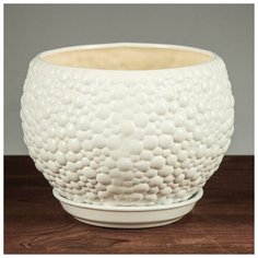 Горшок для цветов "Пузыри", пломбирный цвет, керамика, 4.1 л Oriana