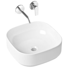 Комплект 2 в 1 Lavinia Boho Bathroom Sink Slim 21510145, накладная фарфоровая раковина 40 см, встраиваемый смеситель со скрытым механизмом