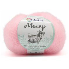 Пряжа Astra Premium Мохер (Mohair) 25гр 190м (+/-5%) (50% кид мохер, 50% акрил) (40 нежно- розовый), 4 мотка