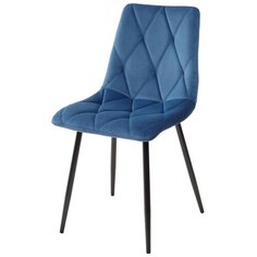 Стул NAPOLI ( 2 штуки ) мягкий, для кухни, для гостиной, цвет темно- синий, на черном металлическом каркасе, со спинкой, велюр / UF910-18 / (М Сити) M- City