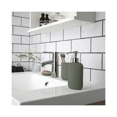 Экольн Набор для ванной серо- зелёныё цвет . Дозатор, мыльница, стакан для щеток Ikea