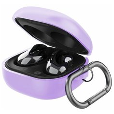 Силиконовый чехол с карабином для Samsung Galaxy Buds 2 / Buds Live / Buds Pro, лавандовый Deppa