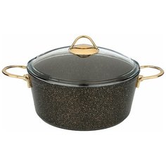 Кастрюля - сотейник со стекл. крышкой и антипригар. покрытием, серия granite, 5,1л Agness (143914)