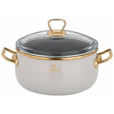 Кастрюля эмалированная со стекл. крышкой и антипригар. мраморным покрытием, 3,2л Agness (143374)