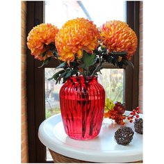 Ваза для цветов NinaGlass Луана, красная, высота 19,5 см