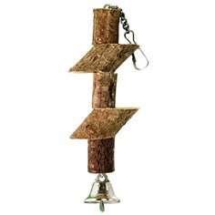 Игрушка для птиц Zoobaloo Деревянные брусочки с колокольчиком 15 см