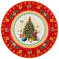 Тарелка закусочная с новым годом! елка 20,5 см красная Lefard Новогодняя коллекция (148329)