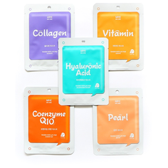 Тканевые корейские косметические маски для лица «Name Skin Care» в ассортименте 5 штук (Коллаген, Витамины, Коэнзим Q10, Жемчуг, Гиалуроновая Кислота)