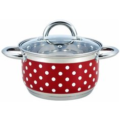 Кастрюля со стеклянной крышкой горошек нерж. сталь 1,9 л Agness (118429)