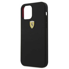 Ferrari для iPhone 12 mini (5.4) чехол On- Track Liquid silicone with metal logo Hard Black