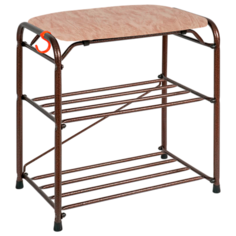 Подставка полка для обуви 3-х полочная 45 с сиденьем ,цвет сиденья бежевый Медный антик, ЗМИ