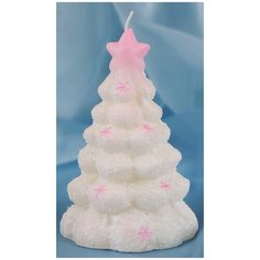 Свеча декоративная Омский свечной завод "Хамелеон. Снежная елочка", мигающая, цвет: светло- розовый, высота 15,5 см