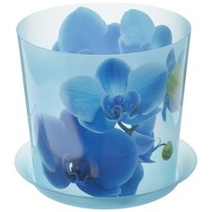 Кашпо Idea "Деко", с подставкой, цвет: голубой, 2,4 л