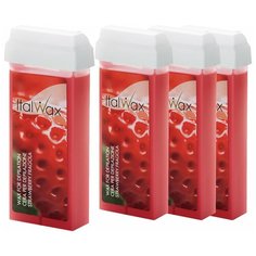 ItalWax Воск для депиляции Strawberry Клубника в картридже 100 мл, 4 шт.
