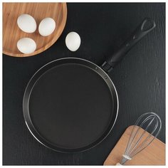 Сковорода блинная Белая калитва "Шелк", d 25 см, антипригарная, черная