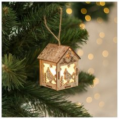 Подвеска световая "Домик с Птицей", 8х5х6 см, 1 LED, батв комп), серое окно, Т/белый 3667558 Luazon Lighting