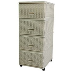 Бельевой комод Dunya Plastik Плетеный 4 ящика 04054 бежевый