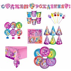 Набор для праздника «Волшебные питомцы» на 6 персон и гирлянда Патибум