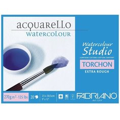 Блок для акварели Fabriano Watercolour Studio 270г/м2 (25%хлопок) 23*30.5см Торшон 20л склейка по 4 сторонам