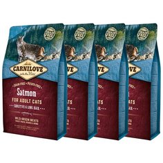 Сухой корм для кошек Carnilove Sensitive and Long Hair, беззерновой, с лососем 4 шт. х 400 г