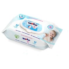 Влажные салфетки Yokosun Детские, пластиковая крышка, 64 шт., 3 уп.