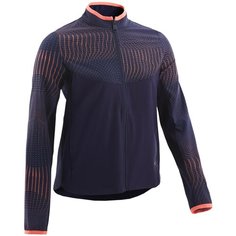 Куртка на молнии легкая для девочек синяя с принтом DOMYOS Х Decathlon Синий Графит/Синий Графит/Неоновый Персиковый 141-148CM10-11A
