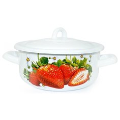 Кастрюля Лысьвенские эмали С-16072/4, 1.45 л, белый/сочная клубника