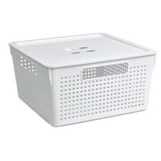 Коробка для хранения квадратная "Лофт" с крышкой 11л 290х290х151 (белый) Violet