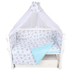 Amarobaby бортик Ежики (4 предмета) белый/голубой
