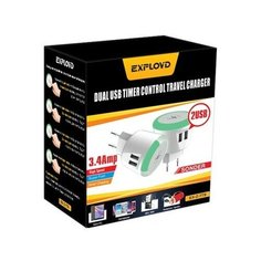 Сетевое ЗУ/Exployd/3.4A/2.4А+1А/2хUSB/подсветка/таймер/белый/SONDER/EX-Z-779, шт