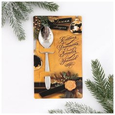 Ложка на открытке "Счастья, достатка, здоровья, успехов", 3 х 14 см 4134542 Сима ленд