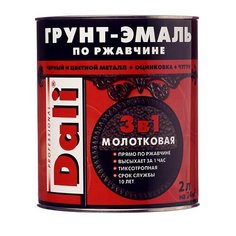 Грунт-эмаль по ржавчине Dali молотковая коричневая 3в1 2 л