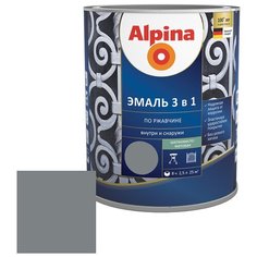 Эмаль по ржавчине Alpina перламутровая темно-серая RAL 9023 3в1 2,5 л