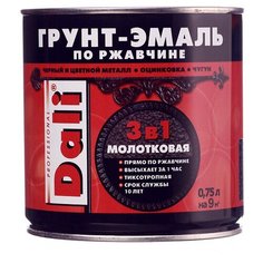 Грунт-эмаль по ржавчине Dali молотковая черная 3в1 0,75 л