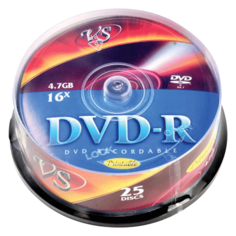 Диски DVD- R VS, 4,7 Gb, 16x, Cake Box, с поверхностью для печати, VSDVDRIPCB2501, 25 штук