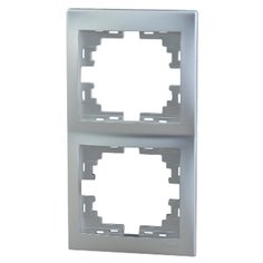 Рамка Lezard MIRA 701-1000-152 двухместная вертикальная металл серый