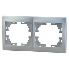 Рамка Lezard MIRA 701-1000-147 двухместная горизонтальная металл серый