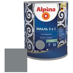 Эмаль по ржавчине Alpina перламутровая темно-серая RAL 9023 3в1 0,75 л