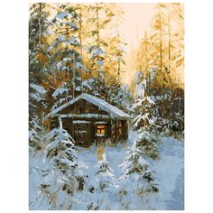 Набор для творчества Белоснежка картина по номерам на холсте Охотничья избушка 30х40 см
