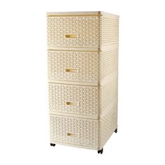 Бельевой комод Dunya Plastik Плетеный 4 ящика 04054 кремовый