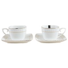 Набор чайных пар Коралл Снежная королева, 240 мл, 4 предм., 2 персоны, белый, золотой